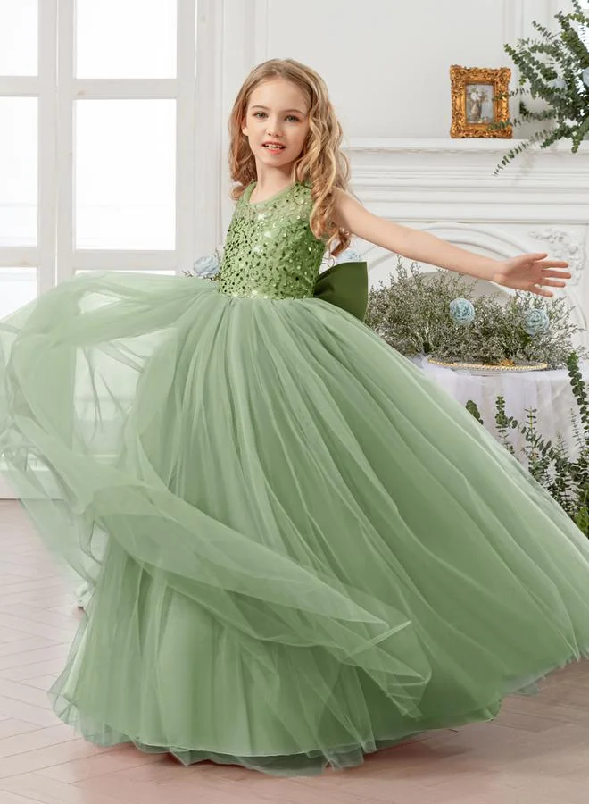 Take Two  Girls Green Embellished Sleeveless Maxi Dress for Women | Best Price UAE